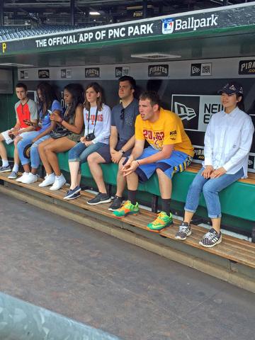 Youyou in the dugout of Doubleday Field