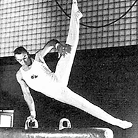 Don Tonry competing on the gymnastics horse