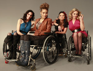 4 glamorous women in wheelchairs